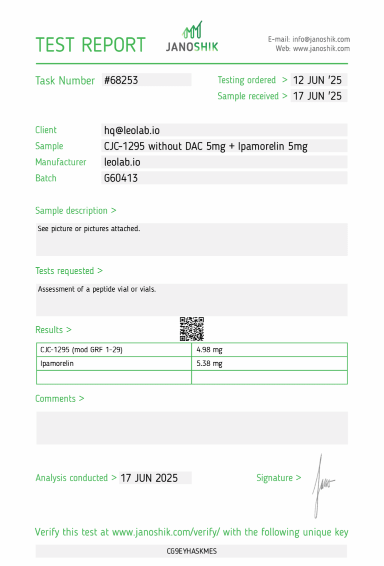 CJC-1295 + Ipamorelin (5+5mg) 3-rd party test report