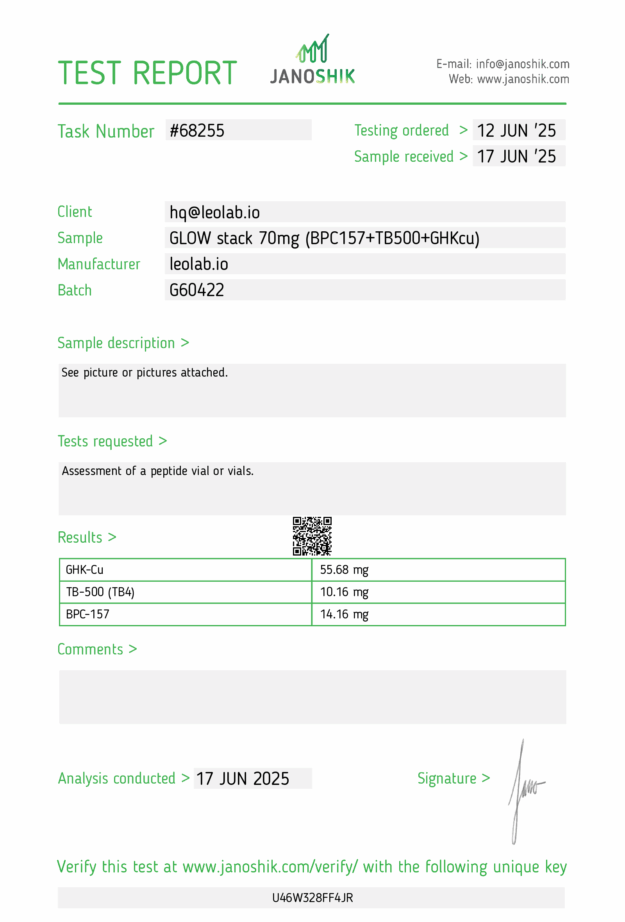 GLOW stack 3rd party test results